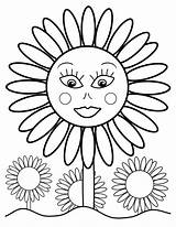 Coloring Sunflower Pages Kids Printable sketch template