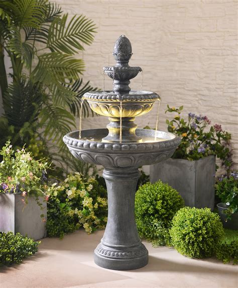outdoor floor water fountain  high  tiered  yard garden patio deck home smzc