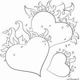 Coloring Flames Hearts Pages Printable Print Color sketch template