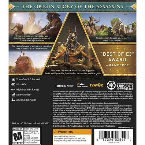 Best Buy Assassin S Creed Origins Standard Edition Xbox One Ubp50412100