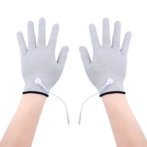 Pair Of Conductive Fiber Electrode Gloves Massage Tens Gloves With
