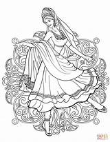 Coloring Indian Traditional Woman Dress Dancing Pages Supercoloring Printable India Drawing Adult Sheets Template Sketch Drawings Books Book sketch template