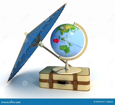 koffer bol en paraplu stock illustratie illustration  bestemmingen