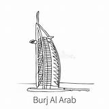Arab Sketch Vector Burj Al Drawing Dubai Drawn Hand Illustration Skyline Outline Emirates United Map Collection sketch template