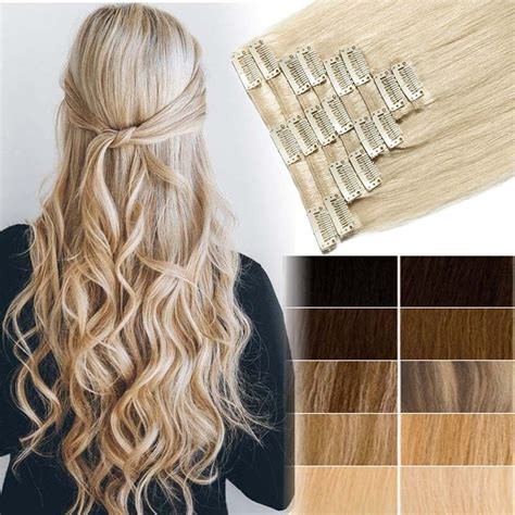 100 Natural Remy Clip In Hair Extensions 8 Full Head Real Human Hair