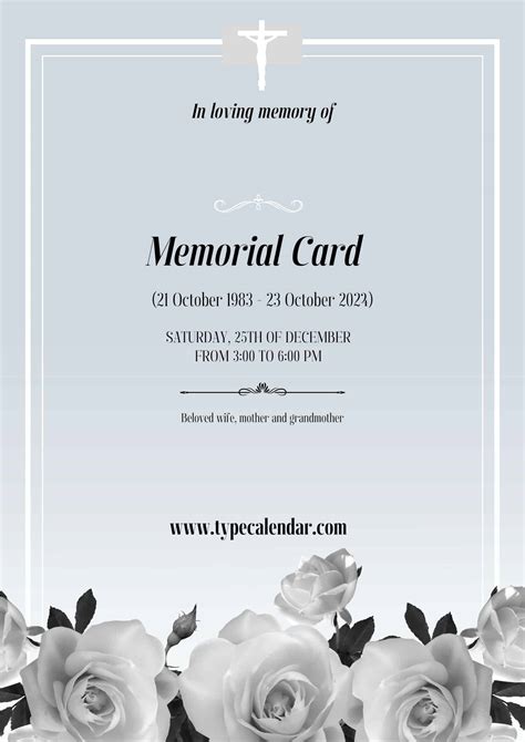 printable memorial card template remembering   love