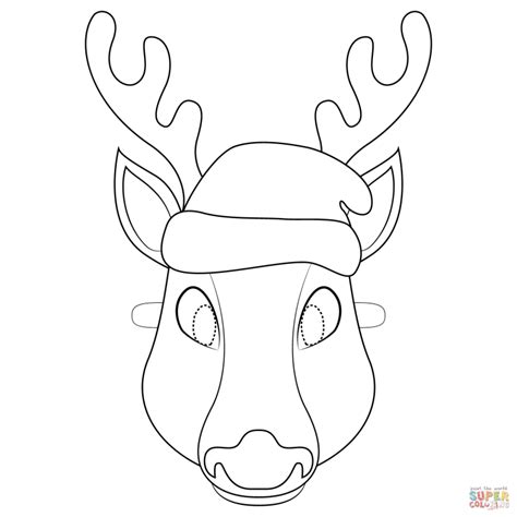 printable coloring intended  reindeer mask template christmas