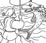 Magic Fish Fisherman Coloring sketch template