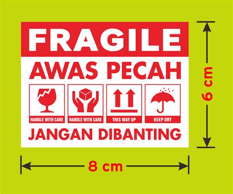 sticker label fragile awas pecah stiker jangan dibanting hati hati    cm  pcs lazada