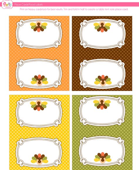 thanksgiving place cards  printables web enjoy  fun