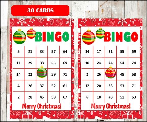 merry christmas holiday bingo cards diy etsy