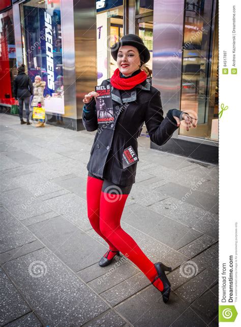 chicago lady times square editorial photography image  happy