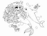 Yampuff Coloring Chibi Mermaid Lineart Mermaids Dolphin Chibis Digitales Sellos Mako Coloringbay sketch template