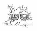 Tree House Coloring Pages Buildings Architecture Drawing Click Enlargement Treehouse Kb Tubuai Getdrawings sketch template