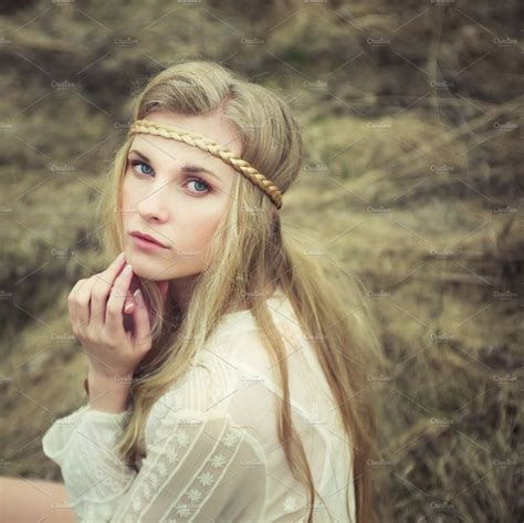 portrait of a hippie girl ~ beauty and fashion photos ~ creative market