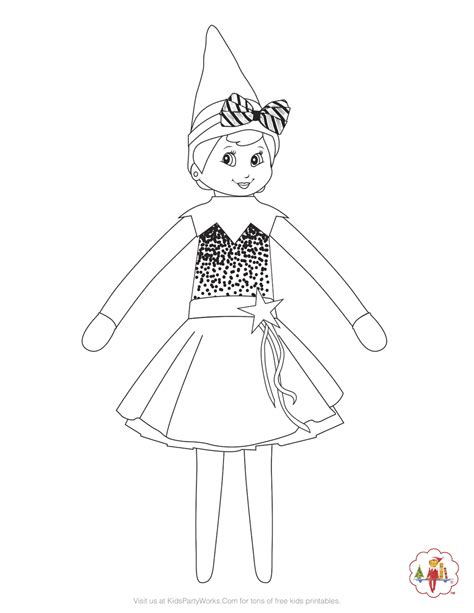 girl elf   shelf coloring page shes ready   christmas