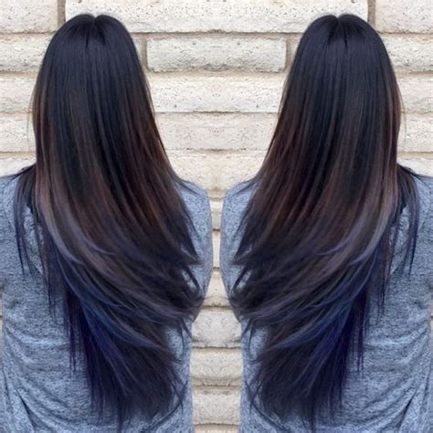 brown hair  blue  blue ombre hair oil slick hair
