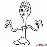 Toy Story Forky Draw Coloring Cartoon Step Drawing Characters Pages Drawings Easy Disney Character Sketchok Cartoons Alien Popular sketch template