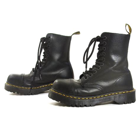 dr marten lace  ankle boots vintage black leather docs punk etsy lace  ankle boots