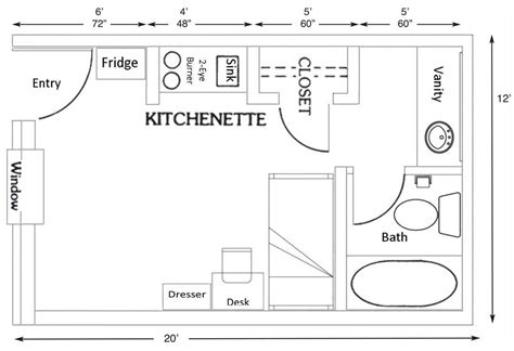 layout hotel room  kitchenette basic kitchen amenities    hob   fridge