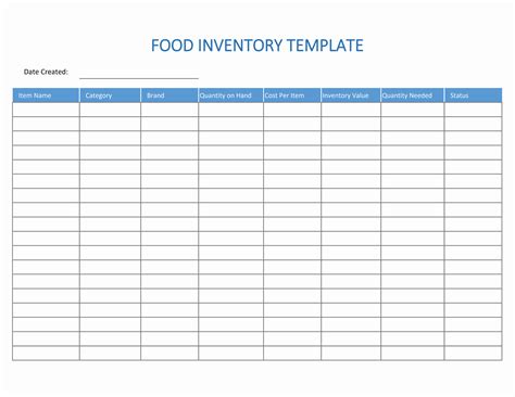 excel food inventory template