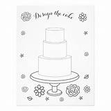 Cake Coloring Wedding Illustrated Activity sketch template