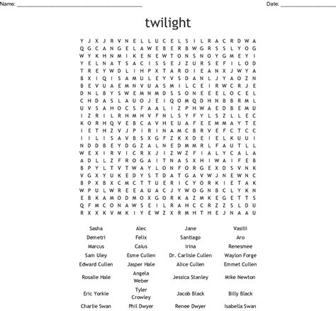 twilight word search printable word search printable