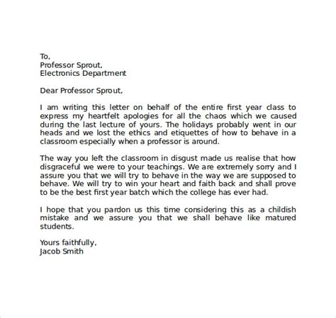 apology letter  school   ms word