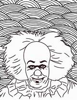 Coloring Horror Pages Clown Freddy Printable Pennywise Krueger Movie Halloween Chucky Movies Color Sheets Adult Colouring Book Dancing Classic Scary sketch template