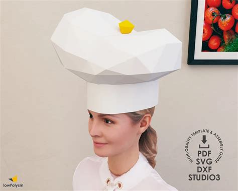 diy chefs hat printable  poly chef hat papercraft  etsy diy