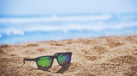 sunglasses on beach 5k wallpapers hd wallpapers