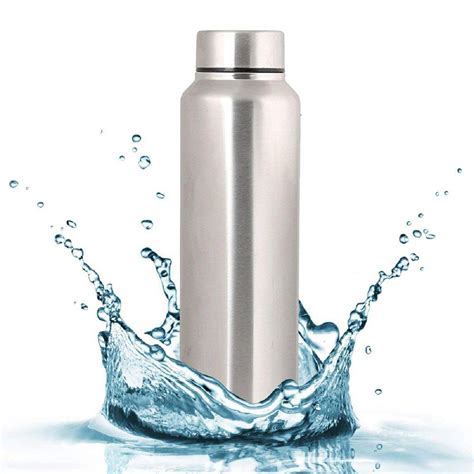 stainless steel fridge water bottle single wall  ml silver