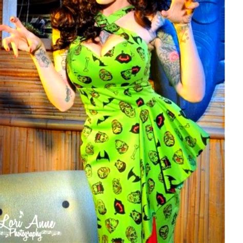pinup couture dresses xs monster print deadly dames by micheline