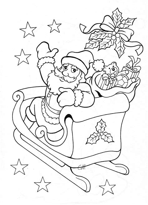 santa  sleigh snowman coloring pages christmas tree coloring page