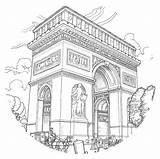 Louvre Parijs Philatelicly Kleurboek Hint Getcolorings Triomphe Attractions City sketch template