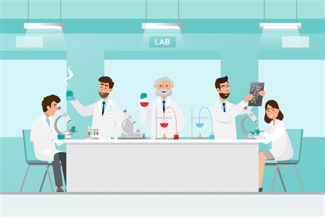 scientists men  woman research   laboratory lab  vector art