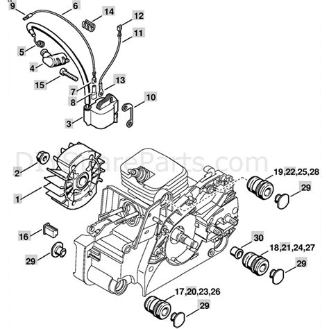 stihl ms  chainsaw msc bz parts diagram ignition system av system