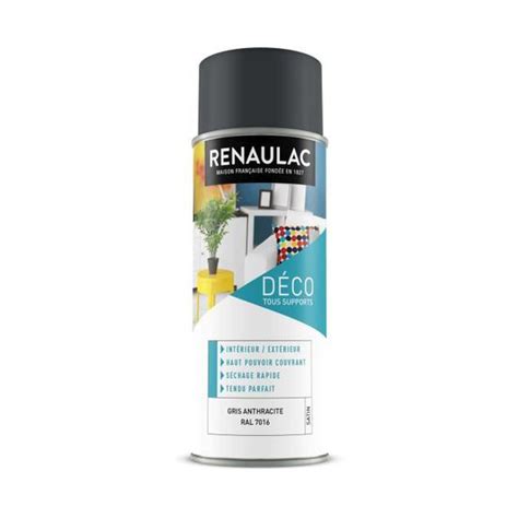 Renaulac Peinture Aérosol Déco Multi Supports 0 4 L Gris Anthracite