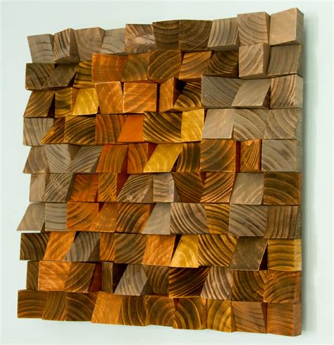 wood wall art geometric wood art mosaic  hells gate autumn