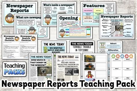 newspaper reports teaching pack newspaper report report writing