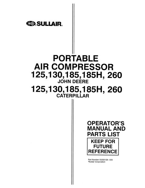 sullair compressor operators manual parts list   engine  heavy equipment parts