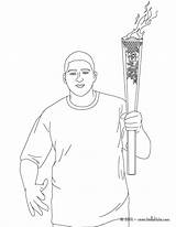 Torch Olympic Olympique Flamme Torche Colorier Coloriage Designlooter Jedessine Hellokids Olympiques sketch template