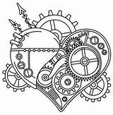 Steampunk Heart Coloring Pages Embroidery Sheets Tattoo Geeksvgs Adult Color Book Urban Threads Patterns Drawings Accessoires Hand Visit Machine Clock sketch template