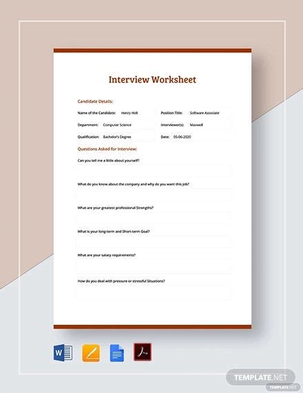 interview sheet template   pdfword format
