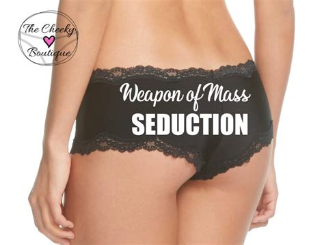 weapon of mass seduction black personalized cheeky panties etsy