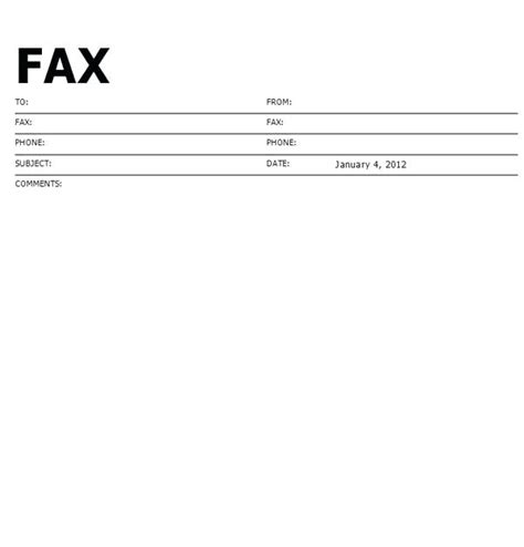 blank fax cover sheet template  word google docs