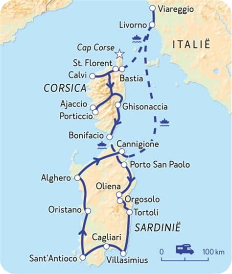 camperroute door frankrijk en italie corsica en sardinie nkc travel route travel list