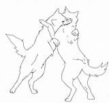 Fighting Lineart Wolves Deviantart Line Wolfs sketch template