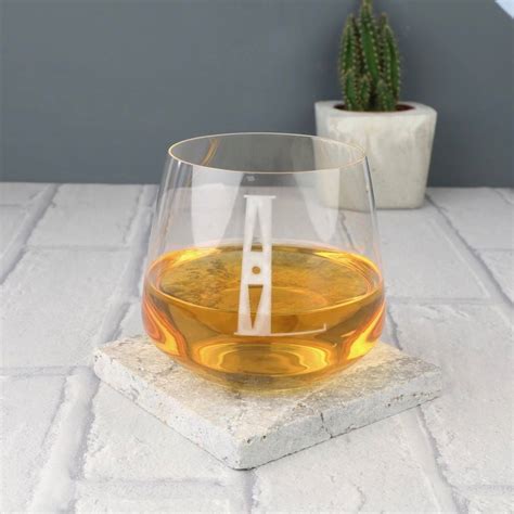 engraved initial whiskey glass by lisa angel