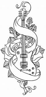 Tattoo Coloring Music Tattoos Muster Sleeve Book Designs Men Band Guitars Quotes sketch template